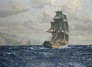 Michael Zeno Diemer frigate off the coast near Rio de Janeiro Germany oil painting artist